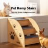 Solid Wood Pet Stairs for Small Dogs and Cats Solid Wood Slope Climbing Ladder with Anti-Slide Feature and Button Closure