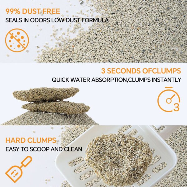 Best-selling Products Ore Broken Cat Litter High Quality Odorless Strong Absorbent Fast Condensation Natural Cat Litter